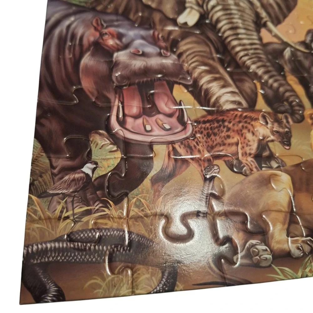 BenOBen Double-Sided 2in1 Puzzle 100‎ Pieces Safari and Forest Animals